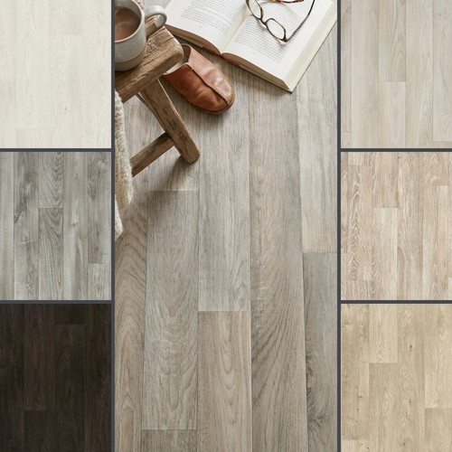 Grey wood vinyl flooring - vinyl, roll